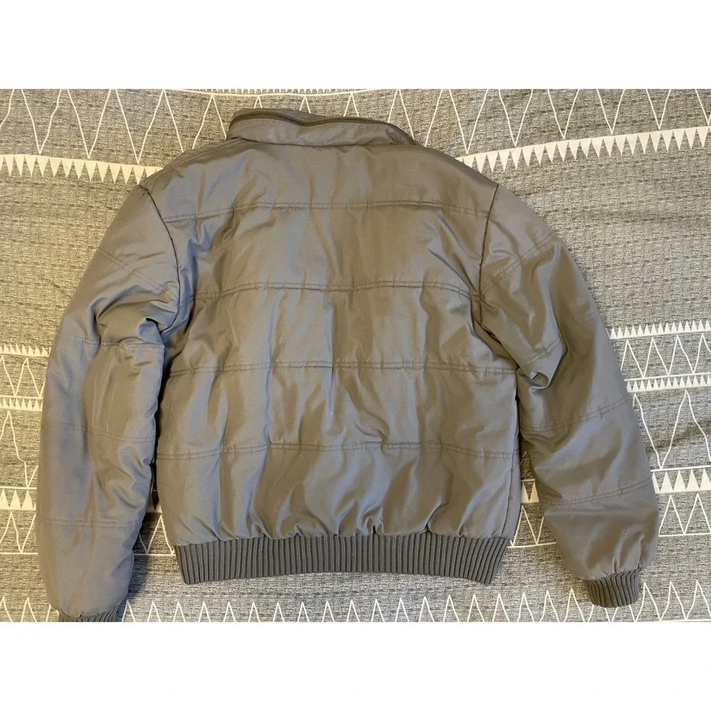 Vintage Levi's‎ Puffer Bomber Jacket Gray Quilted Zip Utility Pockets Size M